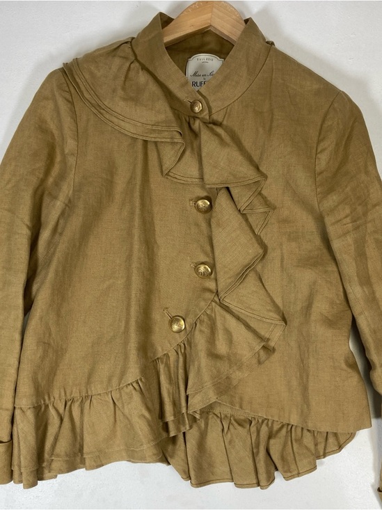 Anthropologie Jackets & Blazers - Anthropologie RUFFIAN MISE en SCENE Well Wisher Jacket Ruffle Linen Silk Size 8